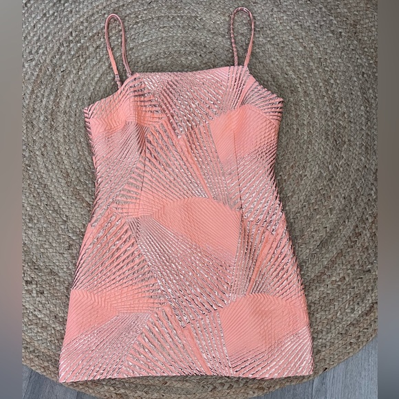 The Bar Logan Metallic Mini Dress in Peach - Picture 5 of 11